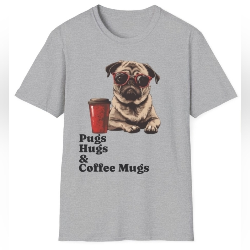 Gray Pug Graphic T-Shirt Coffee Lovers